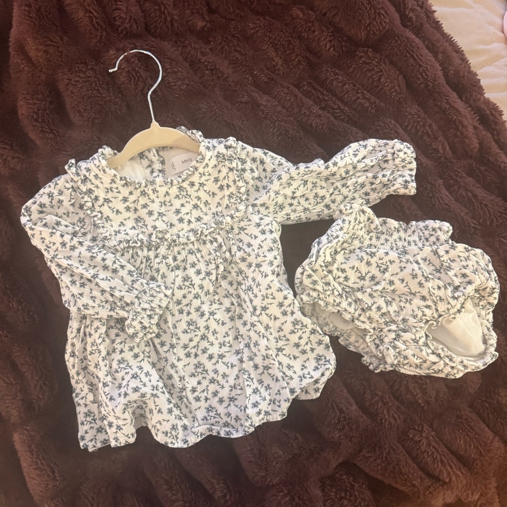 Mango Blue and White Baby Dress
